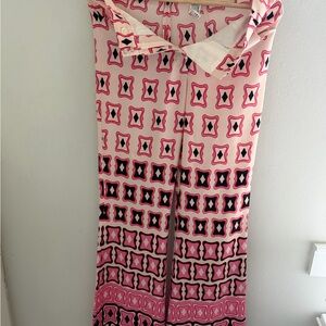 Zara Pink and Black Patterned Flare Pants